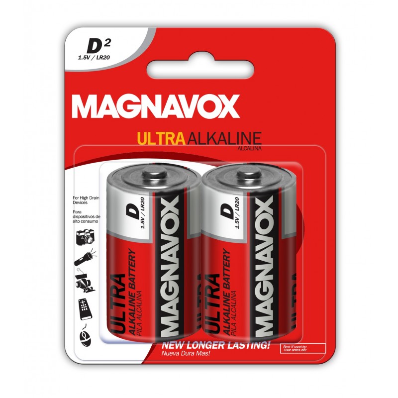 2 pack D Alkaline Batteries